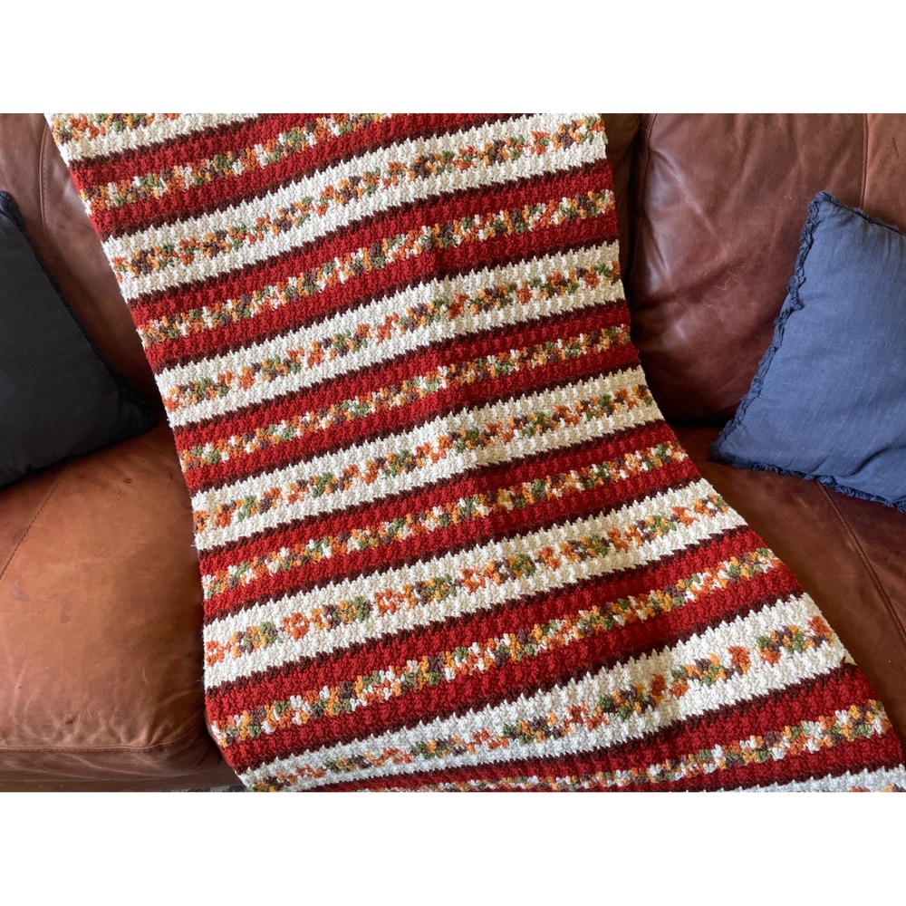 Handmade Crochet Granny Blanket Afghan Bed Throw Vintage‎ 70x70 Harvest Colors